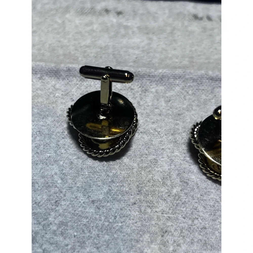 Vintage GOLD TONE CUFFLINKS Cuff Links ROPE CHAIN STRAND STYLE KNOT Classy!